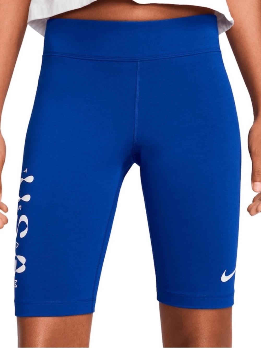 Nike Sportswear Essentials Team USA Biker Shorts-Royal Blue-Women Size XL